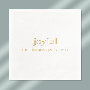 Christmas Holiday Joyful Modern Gold Foil Napkins