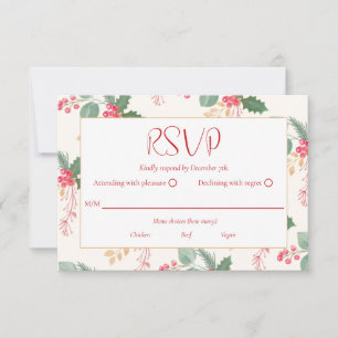 Christmas Holiday Joyful Vintage Floral RSVP Card