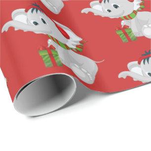 christmas Holiday Jungle elephant tiled party wrap Wrapping Paper