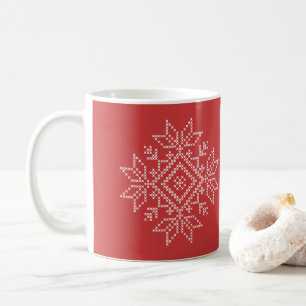 Christmas holiday knitted snowflake festive craft coffee mug