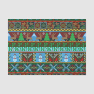 Christmas Holiday Knitted Sweater Pattern Reindeer Tissue Paper