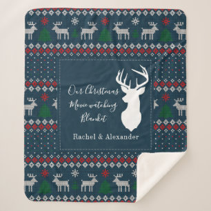 Christmas Holiday Knitting Pattern Personalised Sherpa Blanket