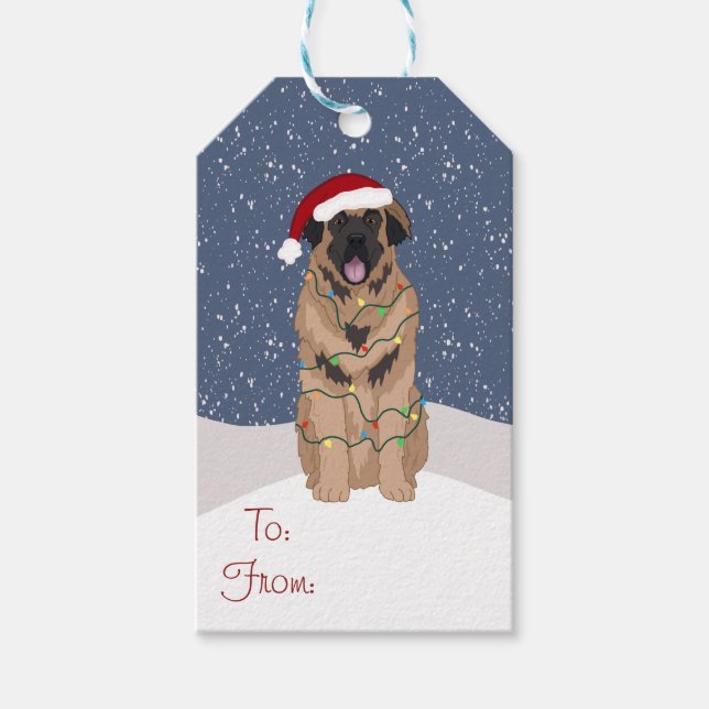 Christmas Holiday Leonberger  Gift Tags (Front)
