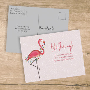 Christmas Holiday Lights Pink Festive Flamingo  Postcard