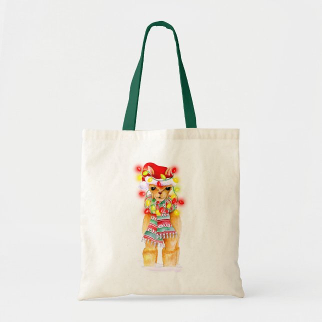 Christmas holiday Llama whimsy art Tote Bag (Front)