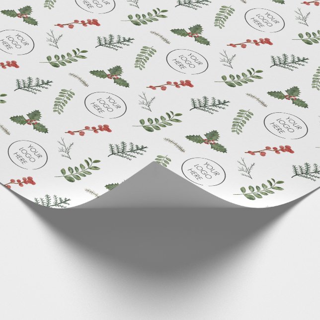 Christmas Holiday Logo Small Business Promotional Wrapping Paper (Corner)