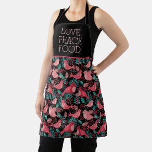 Christmas Holiday Love Peace Food Botanical Apron