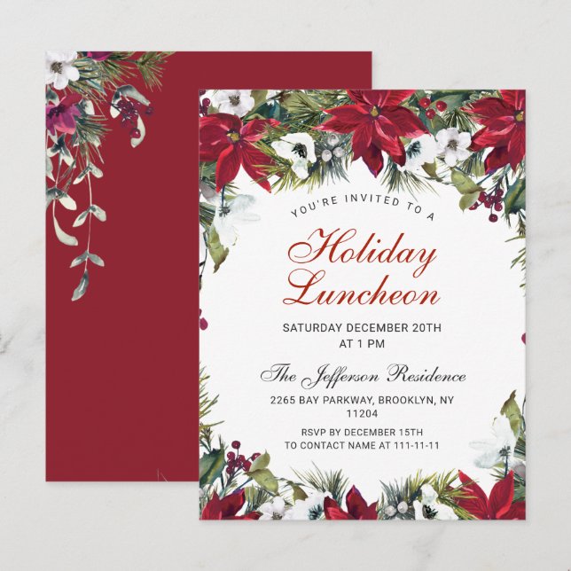 Christmas Holiday Luncheon Invitation Card (Front/Back)