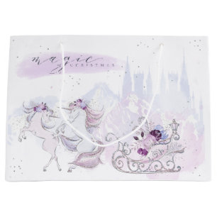 Christmas Holiday - Magic of Christmas - Unicorns Large Gift Bag