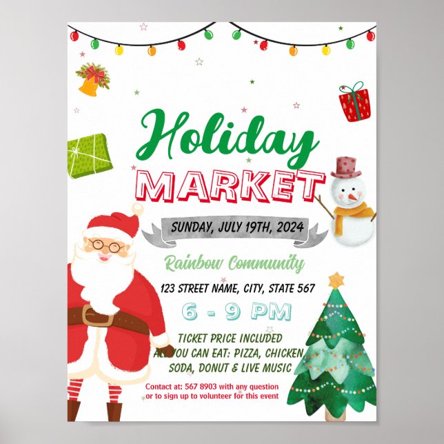 Christmas holiday market event template poster (Front)
