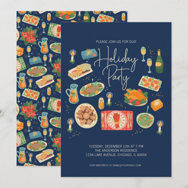 Christmas Holiday Meal Holiday Party Invitation (Front/Back)