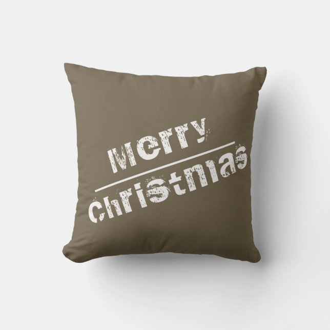 Christmas Holiday Merry Christmas Modern Grey Cushion (Front)