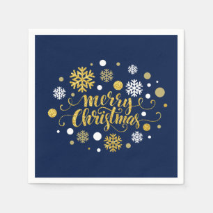 Christmas Holiday - Merry Christmas Shimmer Blue Napkin