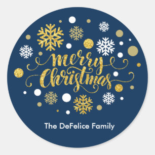 Christmas Holiday - Merry Christmas Shimmer Classic Round Sticker