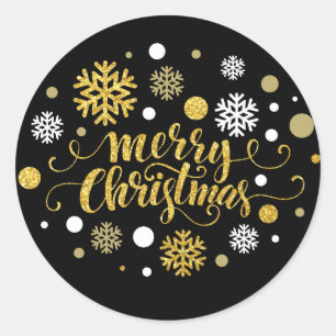 Christmas Holiday - Merry Christmas Shimmer Classic Round Sticker