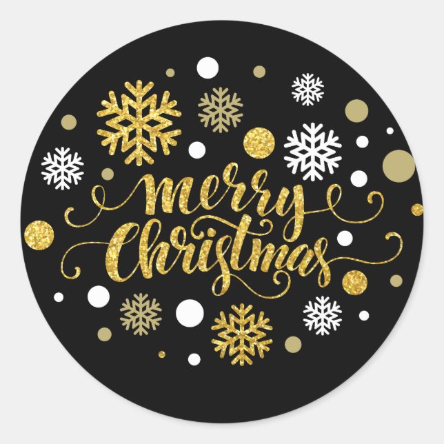 Christmas Holiday - Merry Christmas Shimmer Classic Round Sticker (Front)