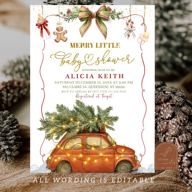 Christmas Holiday Merry Little Baby Shower Invitation (Creator Uploaded)