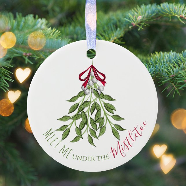 Christmas Holiday Merry Mistletoe Cute Whimsical Ceramic Tree Decoration (Merry Christmas mistletoe cute whimsical typography ornament.)