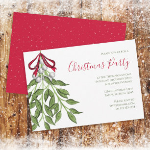 Christmas Holiday Mistletoe Botanical Greenery Invitation