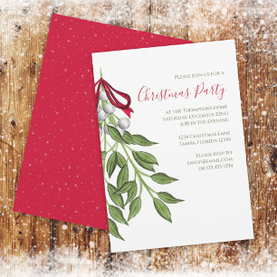 Christmas Holiday Mistletoe Botanical Greenery Invitation