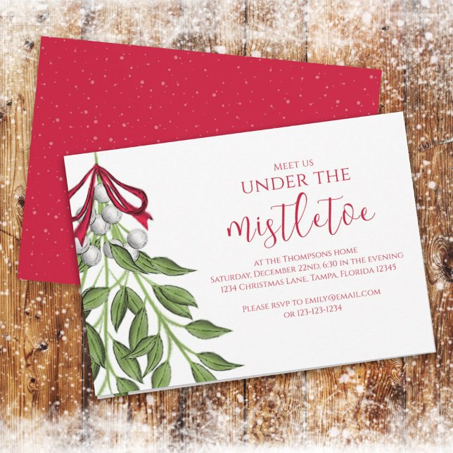 Christmas Holiday Mistletoe Greenery Berries Party Invitation (Creator Uploaded)