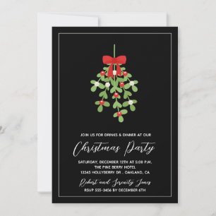 Christmas holiday Mistletoe Greenery Party Invite