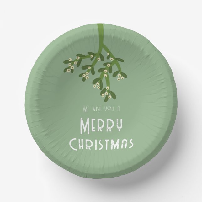 Christmas Holiday Mistletoe Paper Plate (Front)