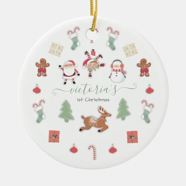 Christmas Holiday Mobile Baby Shower Ceramic Tree Decoration (Front)