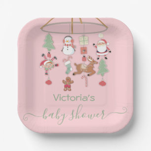 Christmas Holiday Mobile Baby Shower Paper Plate