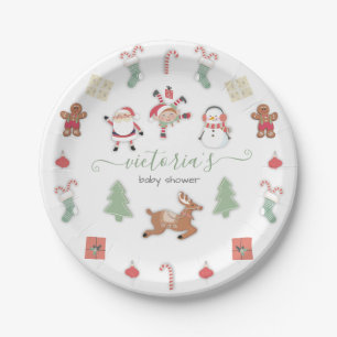 Christmas Holiday Mobile Baby Shower Paper Plate