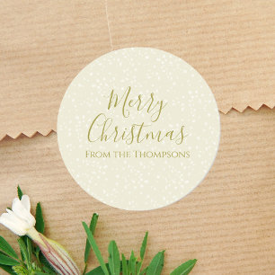 Christmas Holiday Modern Minimalist Gold Snow Classic Round Sticker