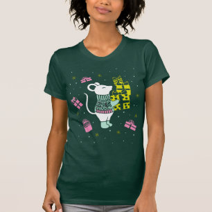 Christmas Holiday Mouse with Presents Illustration T-Shirt