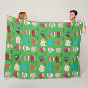 Christmas holiday mugs Fleece Blanket