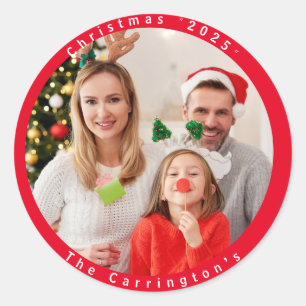 Christmas Holiday Name Customised  Classic Round Sticker