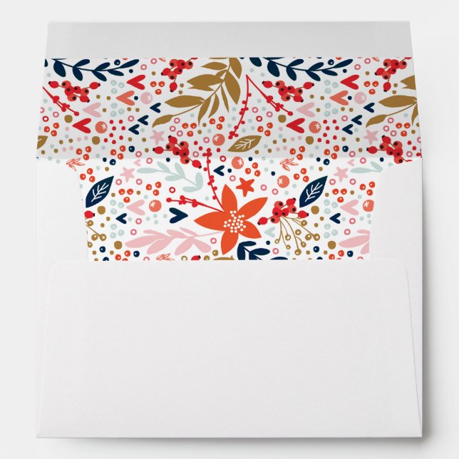 Christmas Holiday Navy Blue Botanical themed Envel Envelope (Back (Bottom))