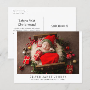 Christmas Holiday Newborn Baby Birth Announcement Postcard