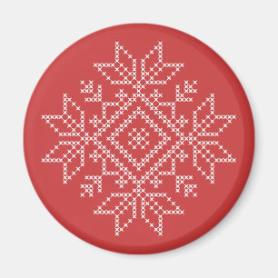 Christmas holiday nordic knitted snowflake  magnet