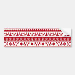 Christmas Holiday Nordic Pattern Cosy Bumper Sticker