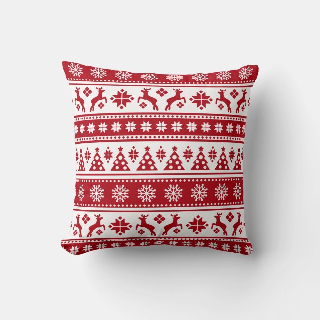 Christmas Holiday Nordic Pattern Cosy Cushion (Front)