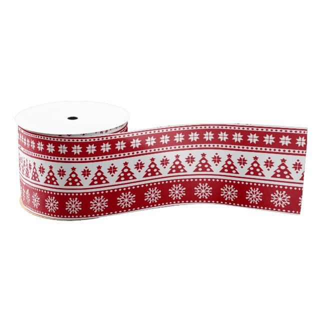 Christmas Holiday Nordic Pattern Cosy Grosgrain Ribbon (Spool)