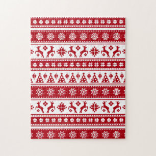 Christmas Holiday Nordic Pattern Cosy Jigsaw Puzzle