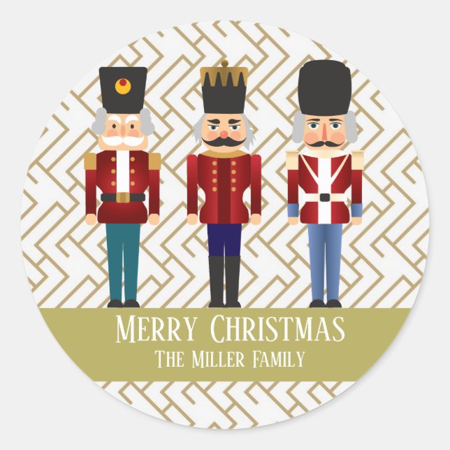 Christmas Holiday Nutcracker Trio Classic Round Sticker (Front)