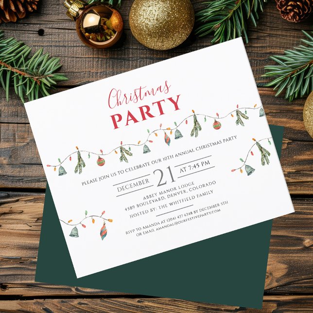 Christmas Holiday Office Party Invitation (Elegant Festive Rustic Christmas Party Invitation)