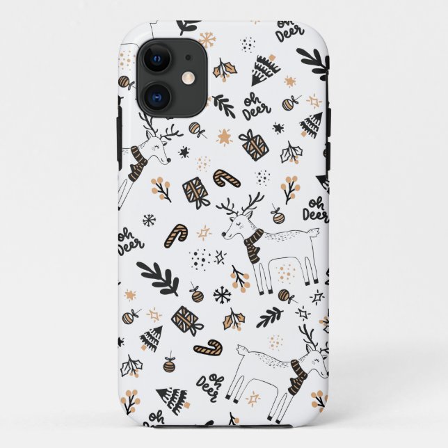 Christmas Holiday Oh Deer Reindeer SeamlessPattern Case-Mate iPhone Case (Back)