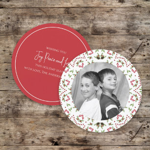 Christmas Holiday One Photo Botanical Pine Cones Invitation