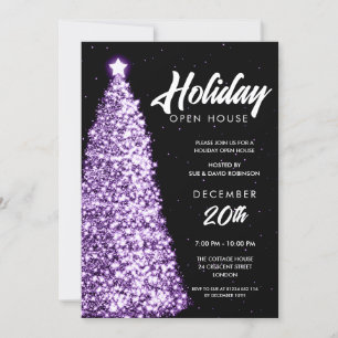 Christmas Holiday Open House Party Purple  Invitation