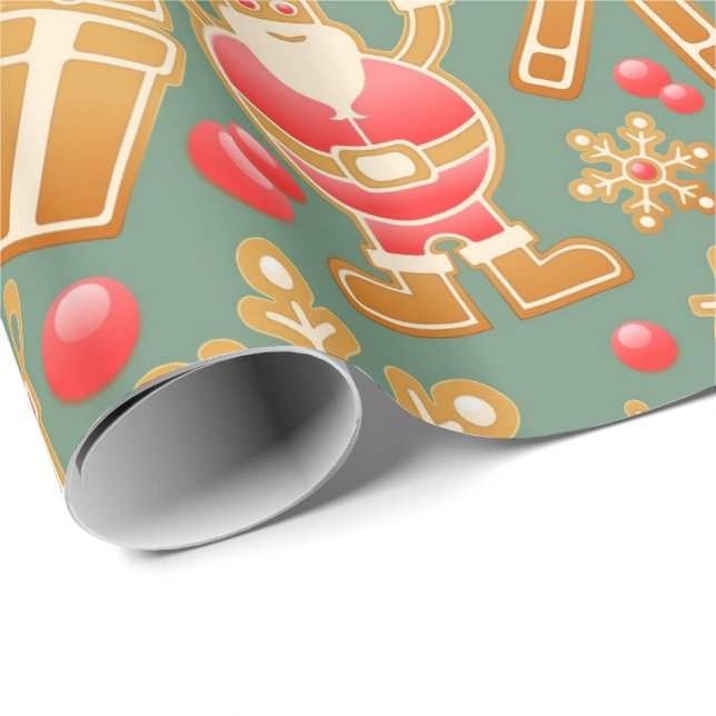 Christmas Holiday Ornament Background Pattern Wrapping Paper (Roll Corner)