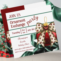 Christmas Holiday Ornament Exchange Invitation