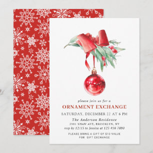 Christmas Holiday Ornament Exchange Party Invitation