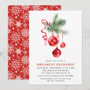 Christmas Holiday Ornament Exchange Party Invitation